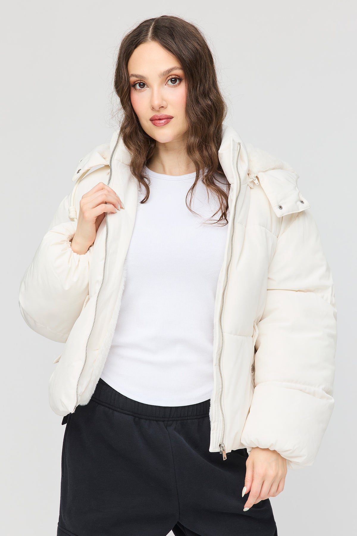 Blouson bouffant Cozy Lux court doublé de similifourrure