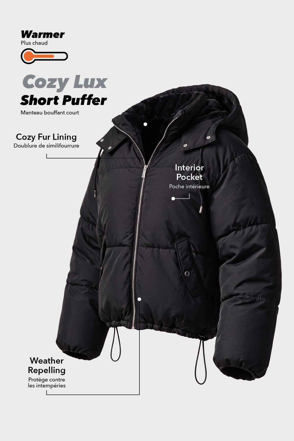 Vue alternative 5. Blouson bouffant Cozy Lux court doublé de similifourrure