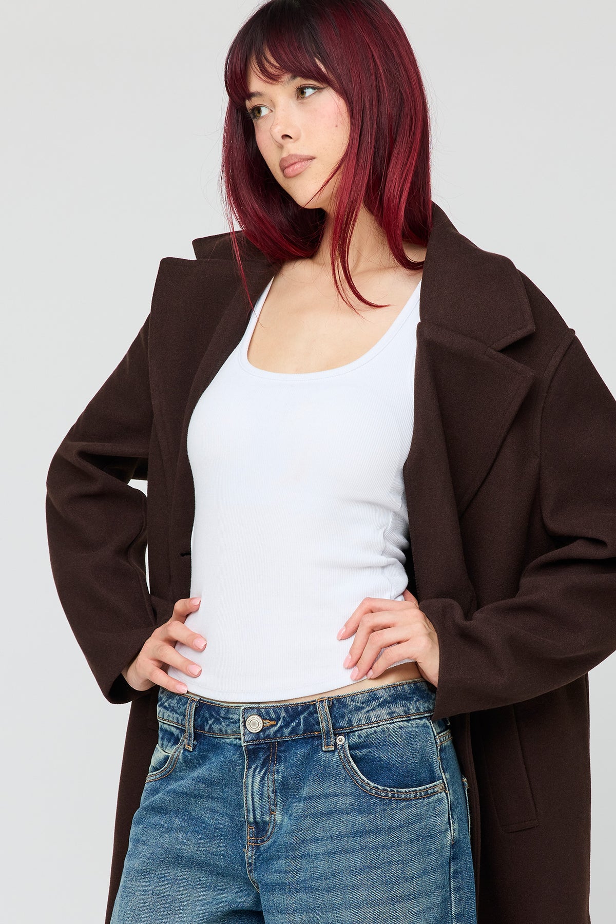 Alt View 4. Buttoned Midi Coat - Brown
