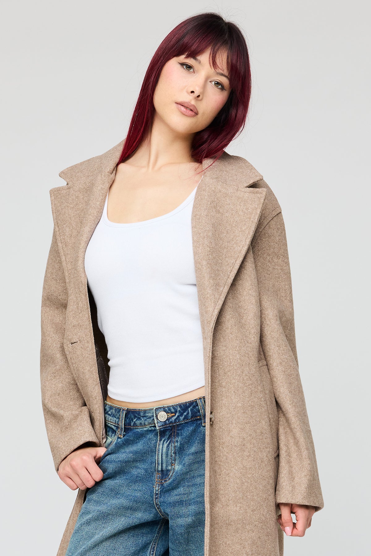 Alt View 4. Buttoned Midi Coat - Tan