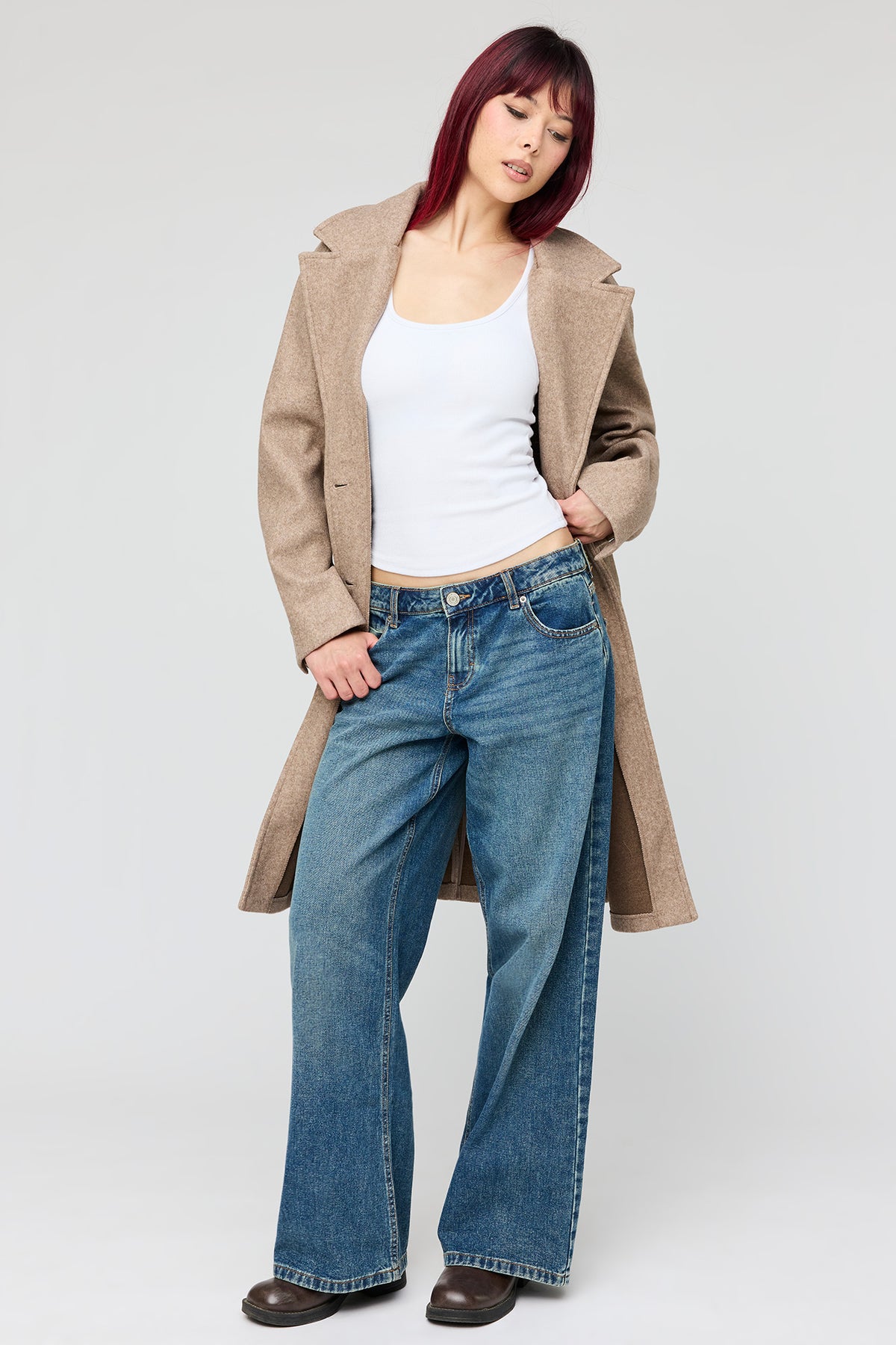 Buttoned Midi Coat - Tan