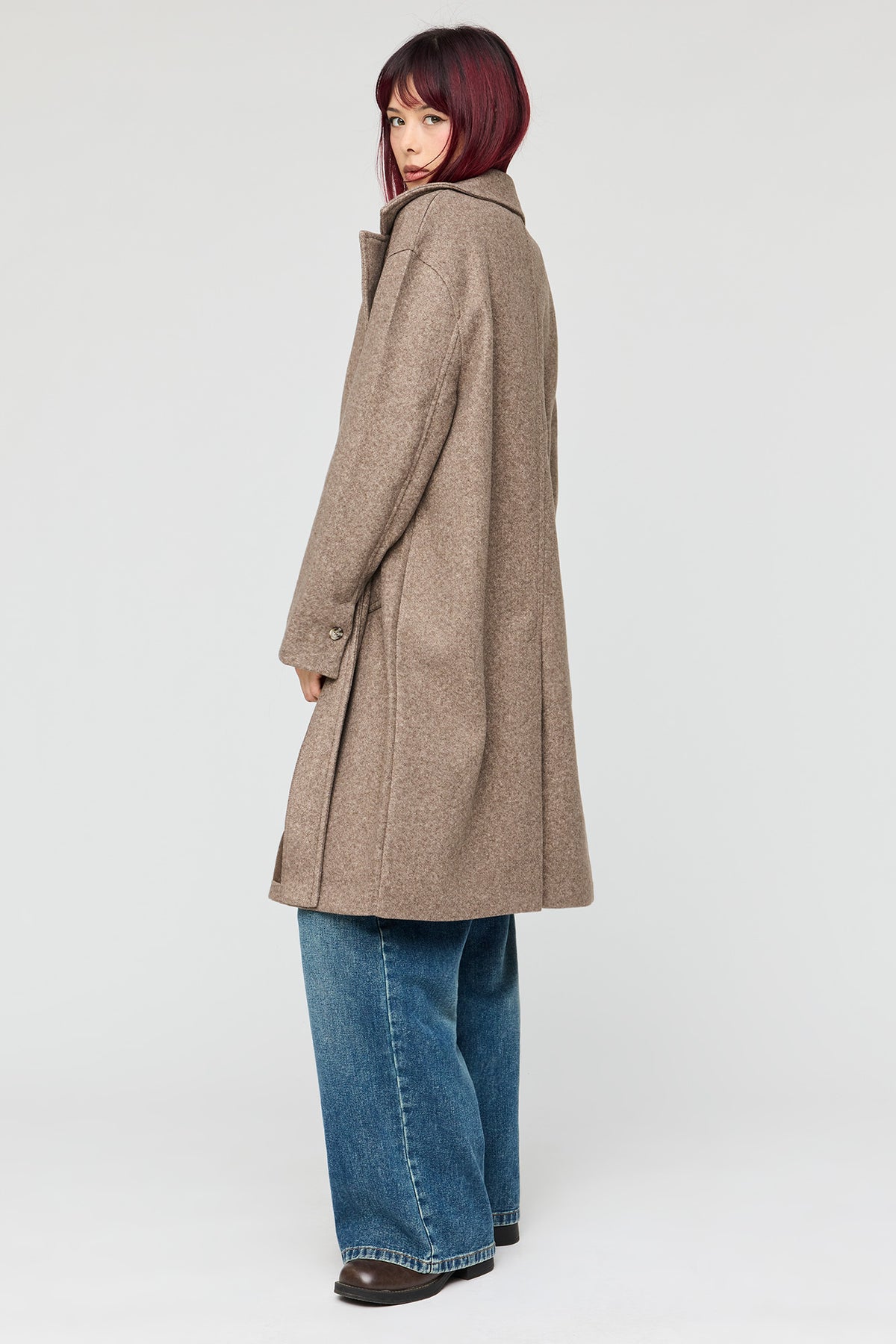 Alt View 2. Buttoned Midi Coat - Taupe