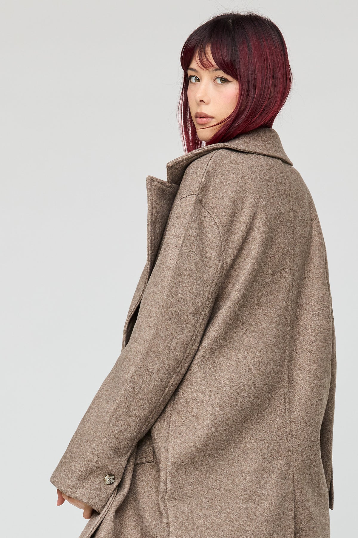 Alt View 4. Buttoned Midi Coat - Taupe