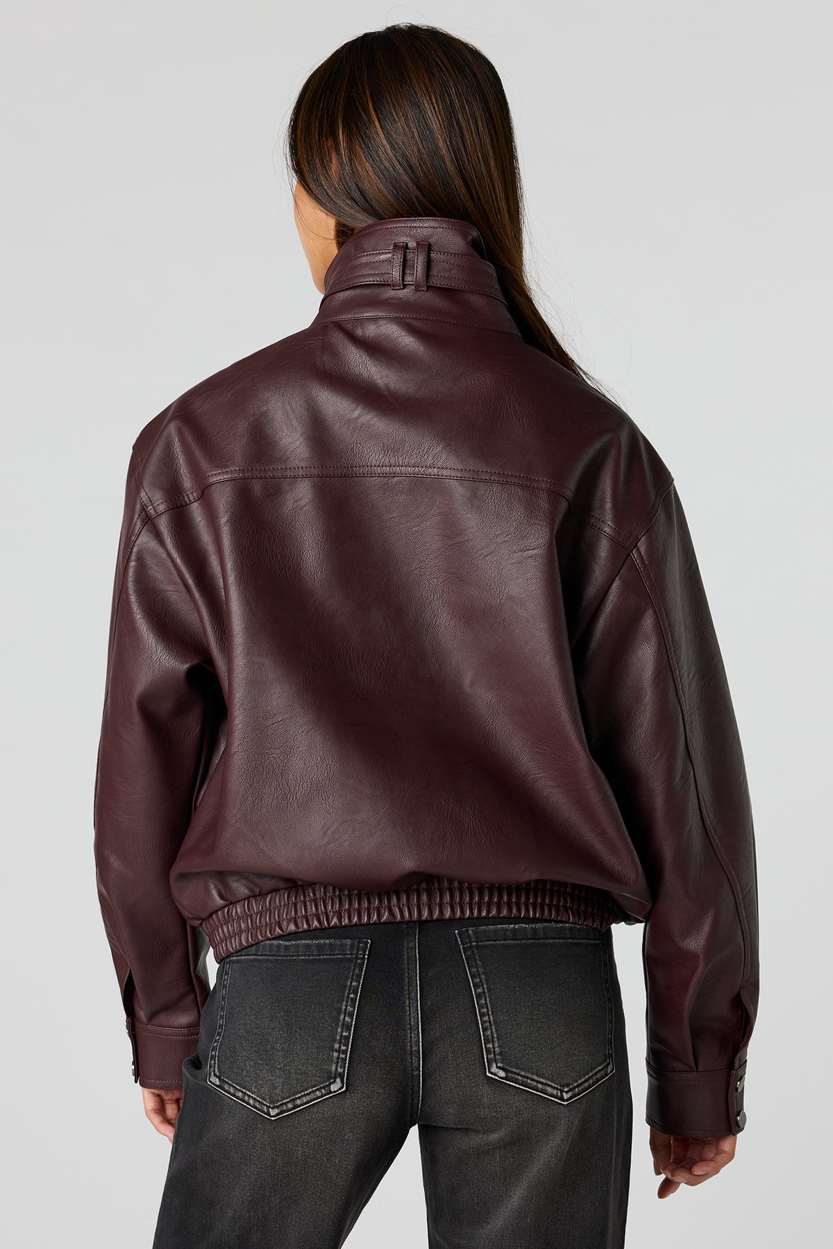 Alt View 15. Faux-Leather Bomber Jacket - Dark Green