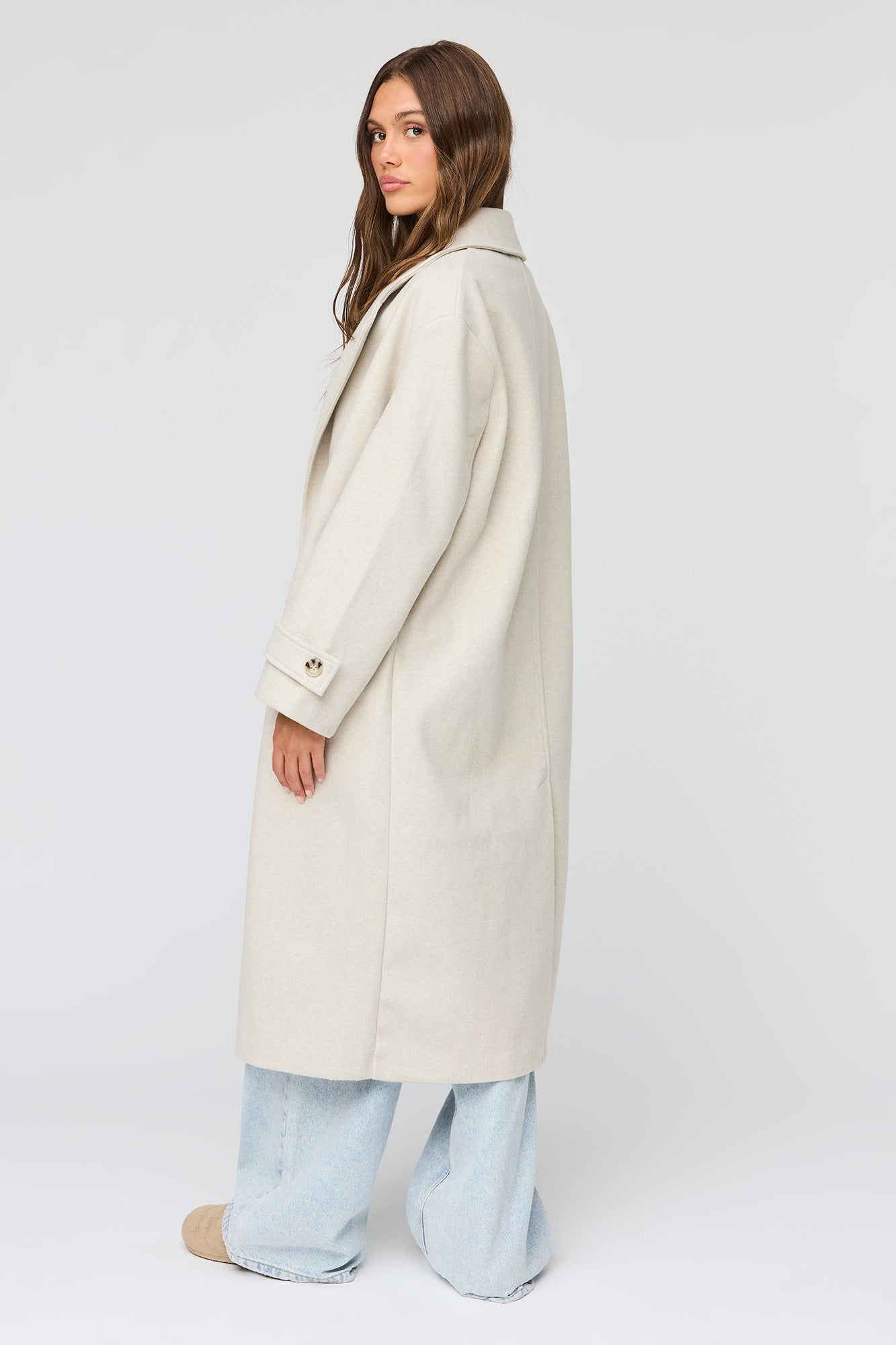 Faux Wool Double Breasted Midi Coat – Urban Planet