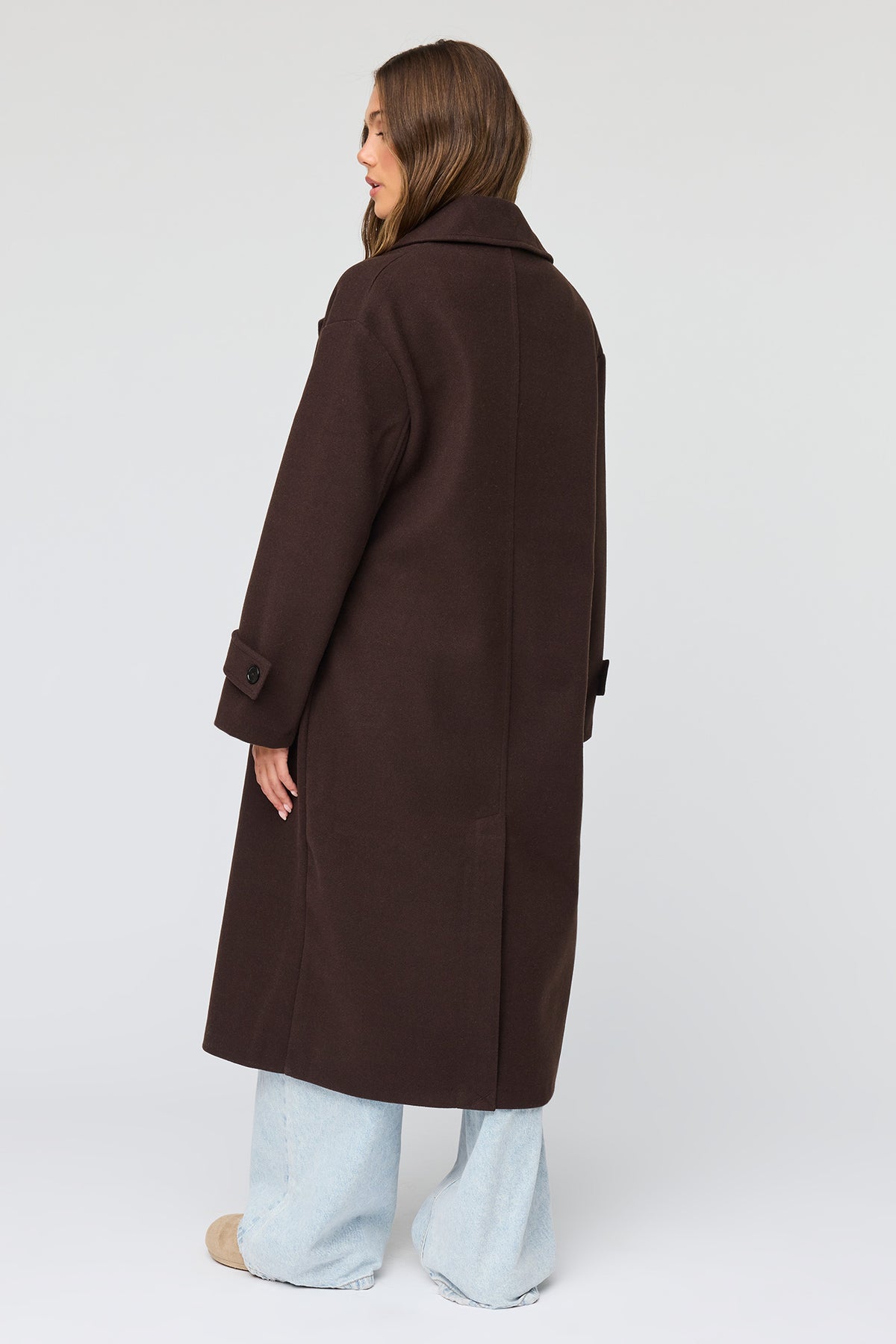 Alt View 3. Double Breasted Midi Coat - Brown