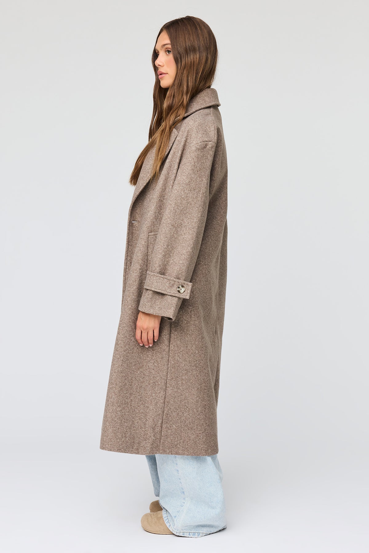 Alt View 2. Double Breasted Midi Coat - Taupe
