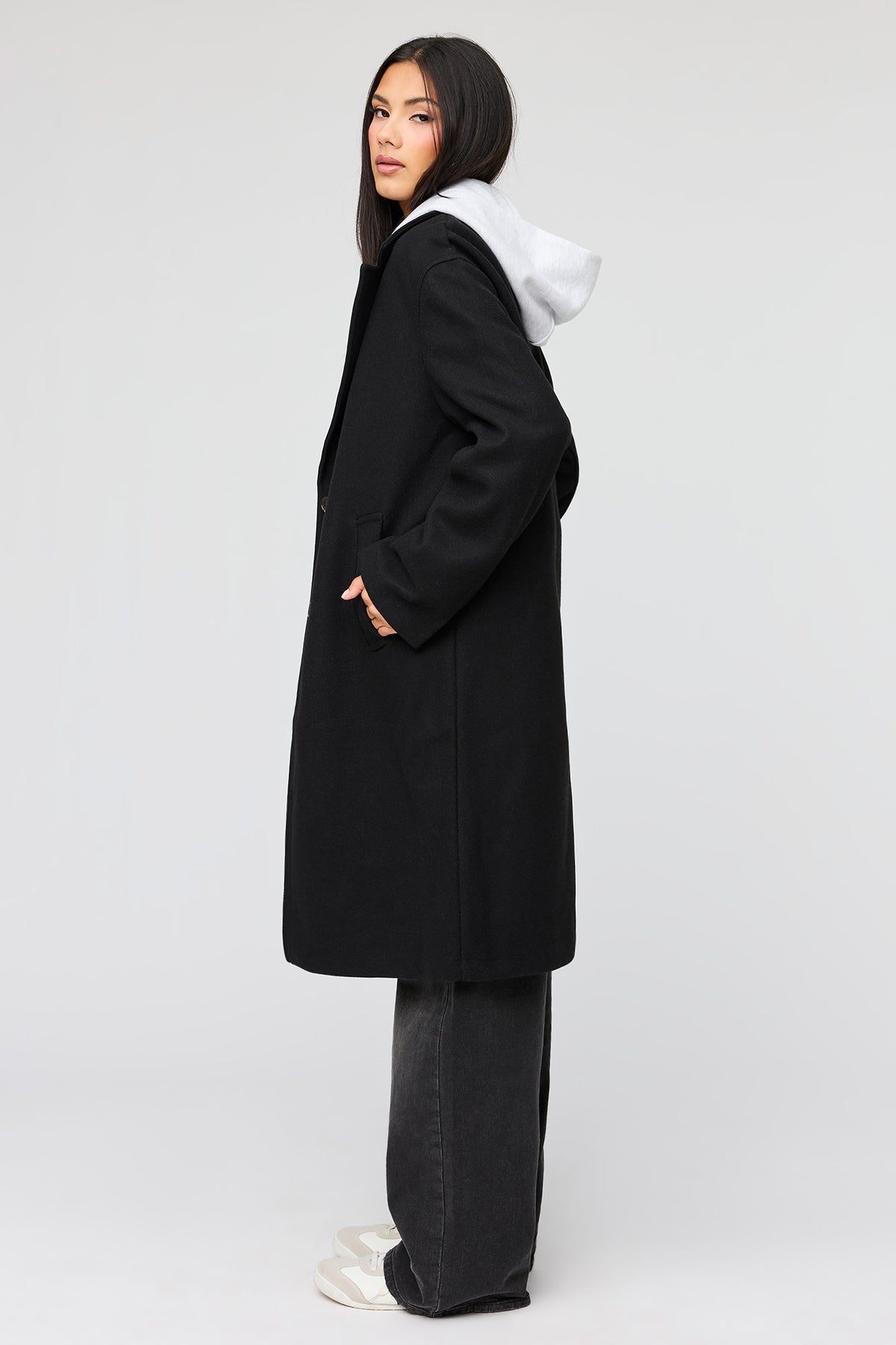 Alt View 2. Faux Wool Coat - Black