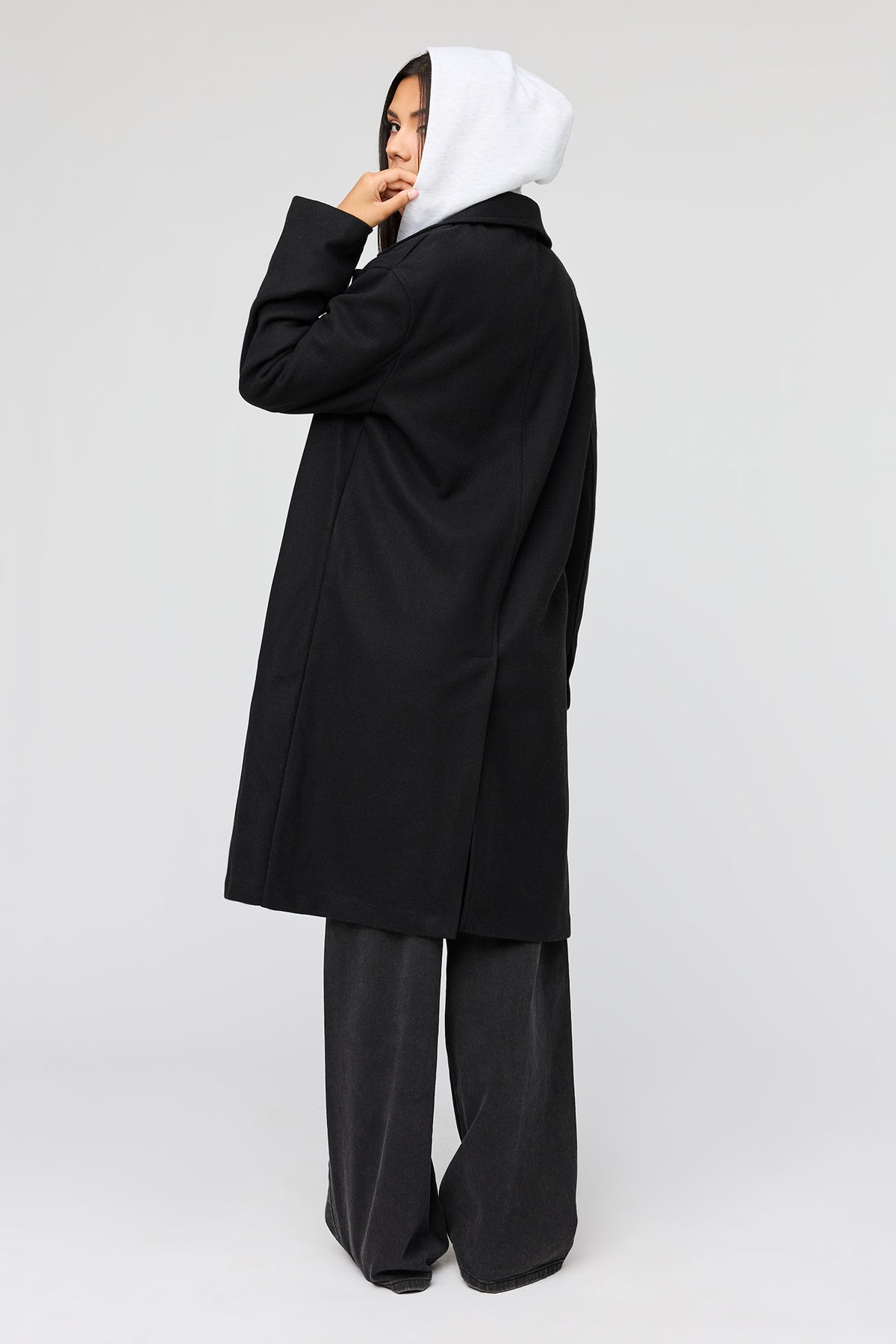 Alt View 3. Faux Wool Coat - Black