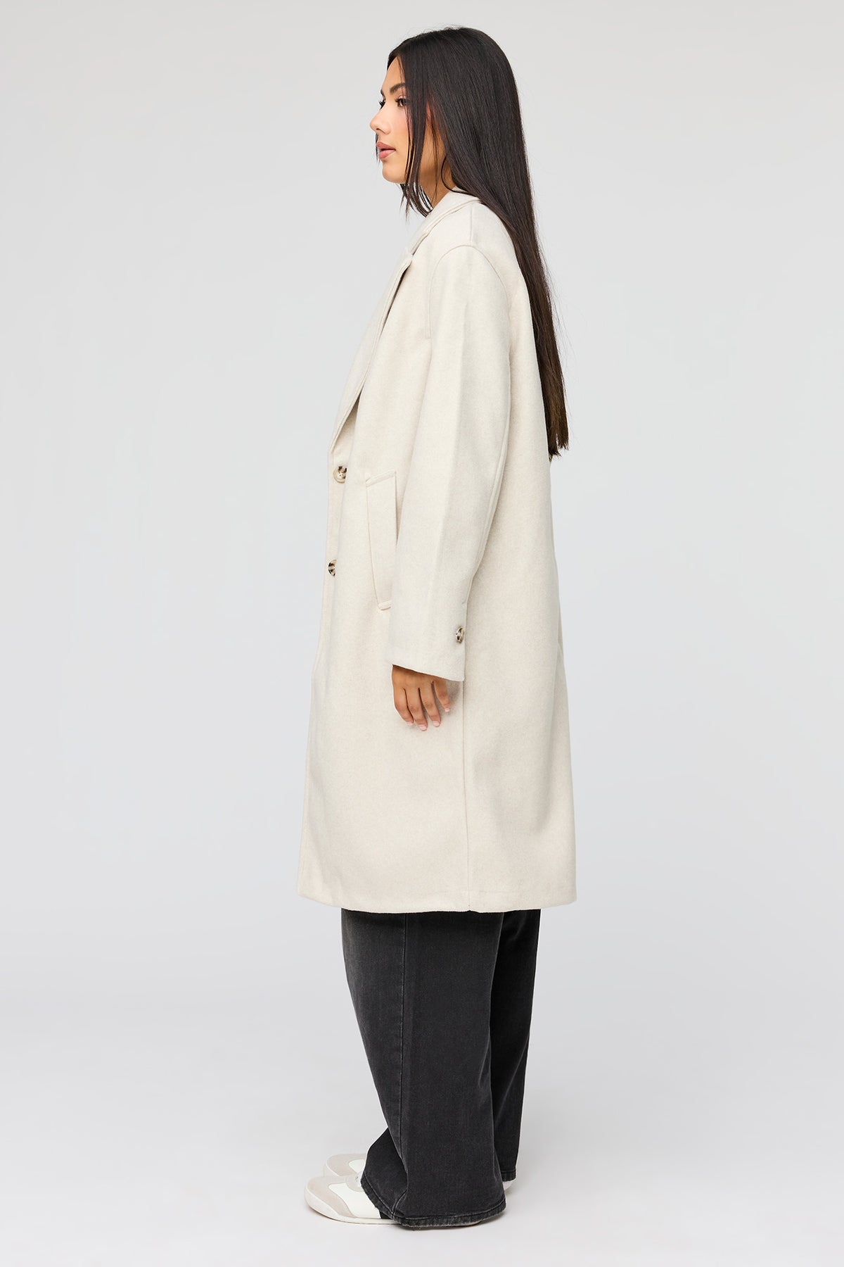 Alt View 2. Faux Wool Coat - Cream