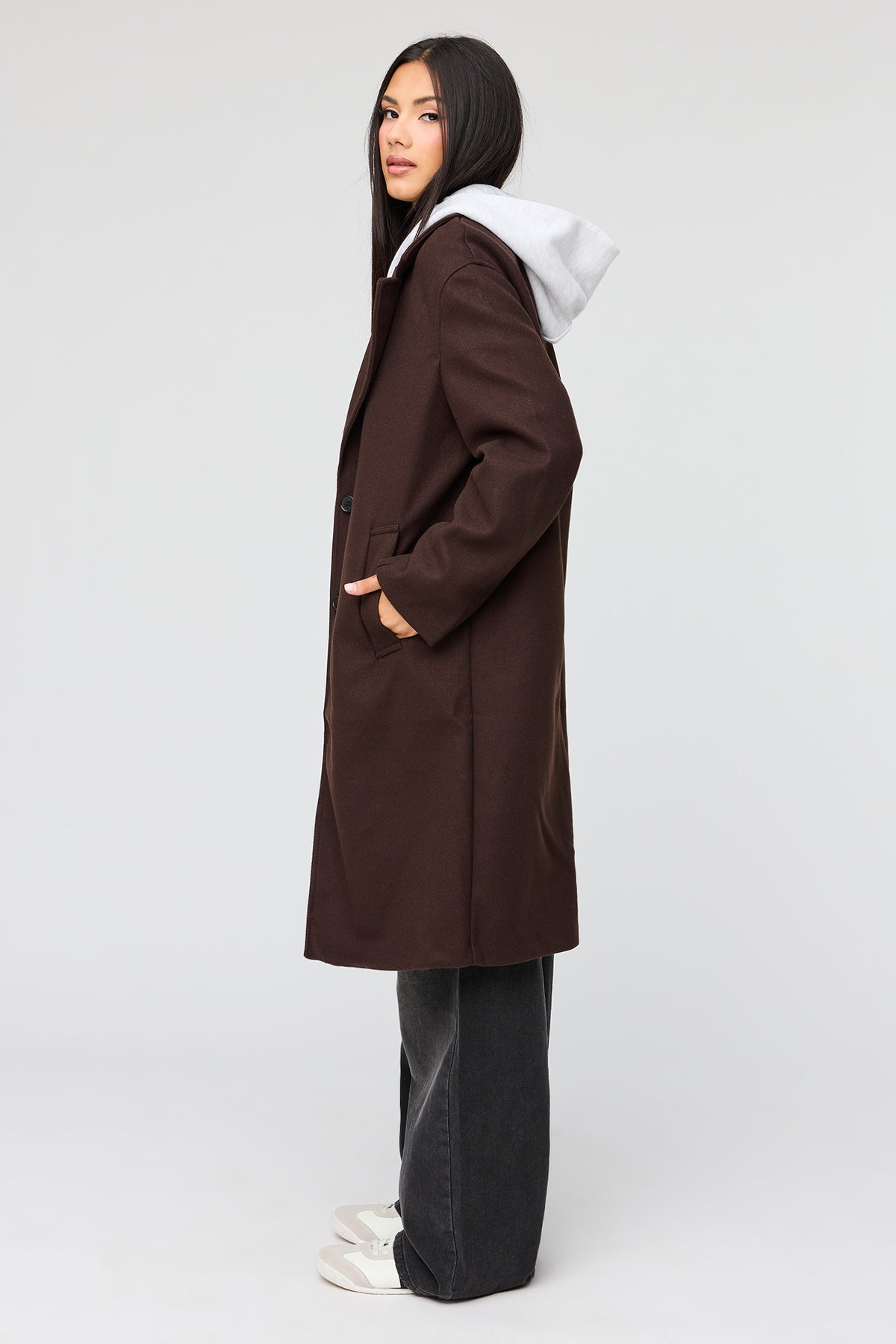 Alt View 2. Faux Wool Coat - Brown