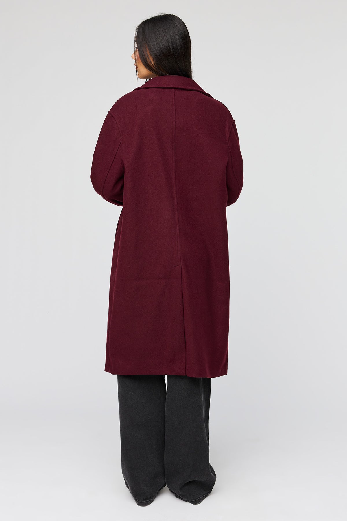 Alt View 3. Faux Wool Coat - Burgundy