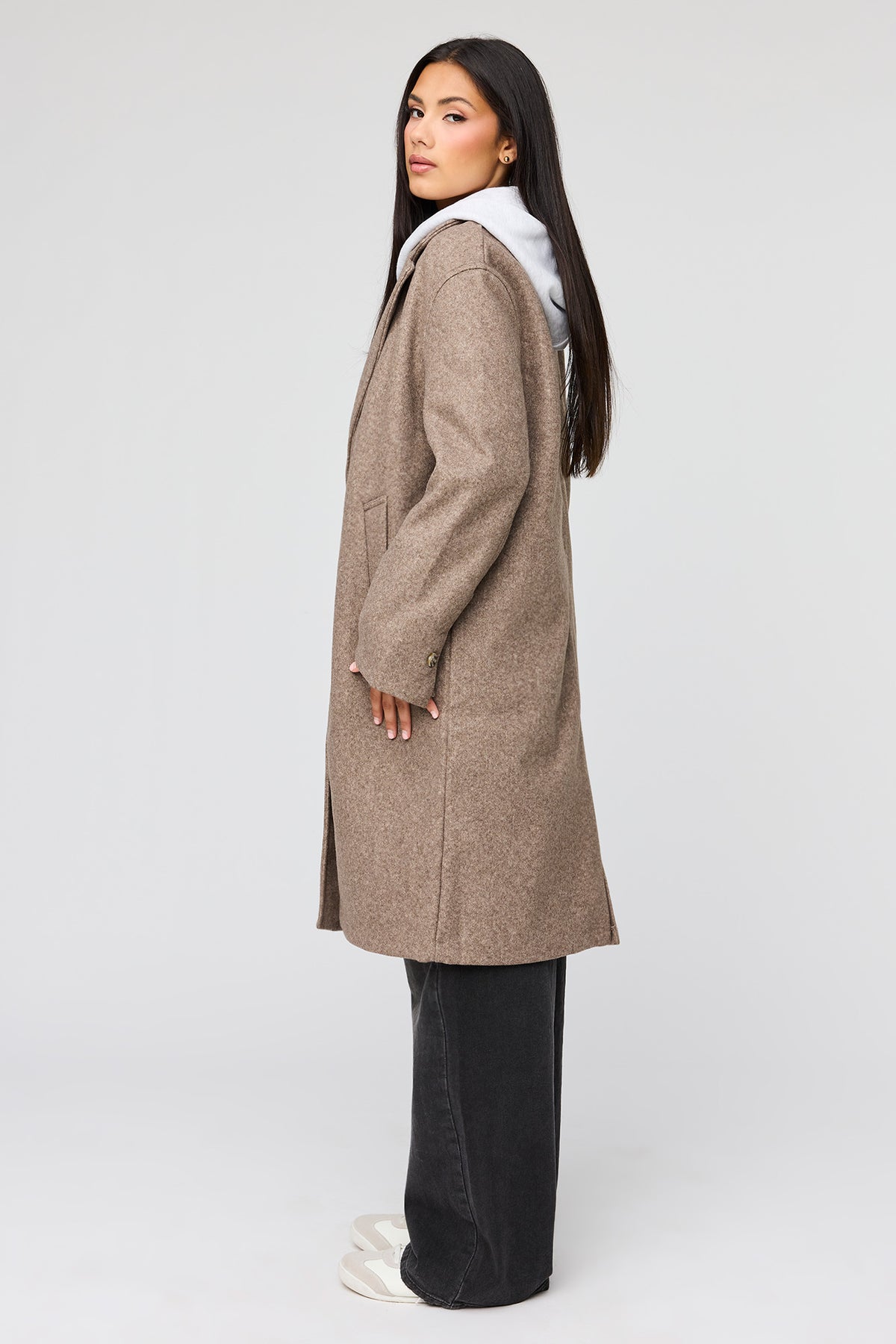 Alt View 2. Faux Wool Coat - Taupe