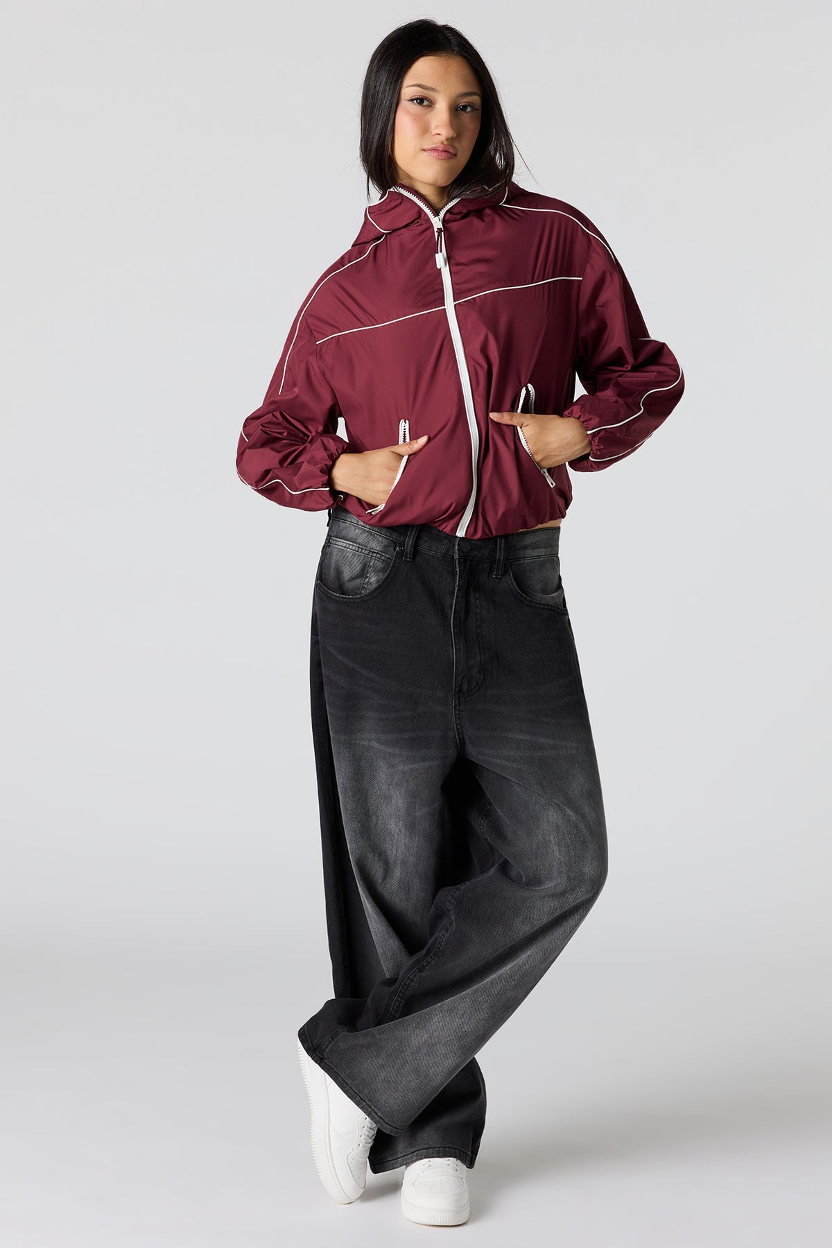 Alt View 3. Full Zip Windbreaker - Burgundy