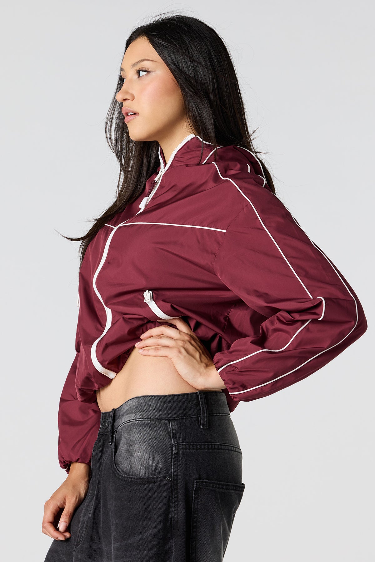 Alt View 4. Full Zip Windbreaker - Burgundy