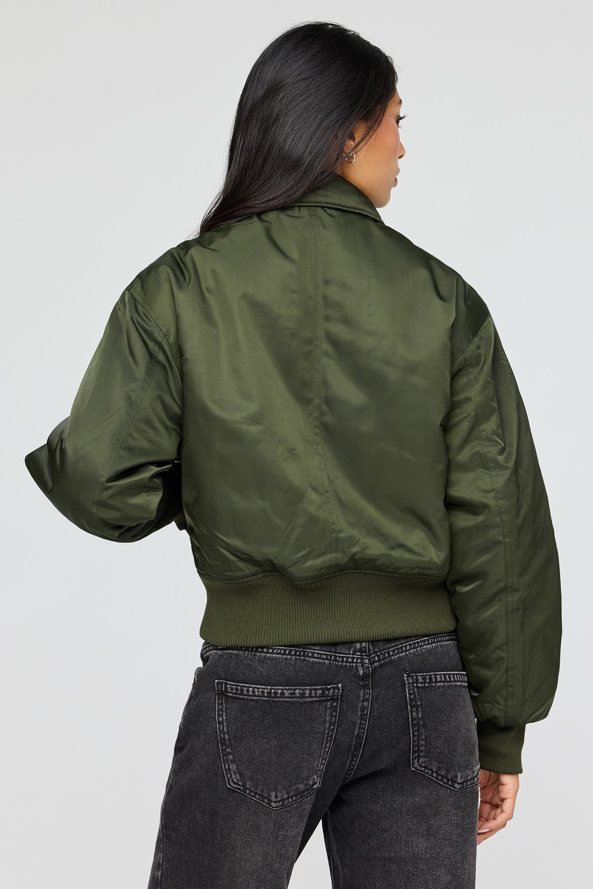Alt View 2. Oversized Bomber Jacket - Dark Green