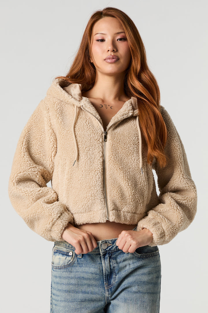 Blouson avec capuchon en sherpa