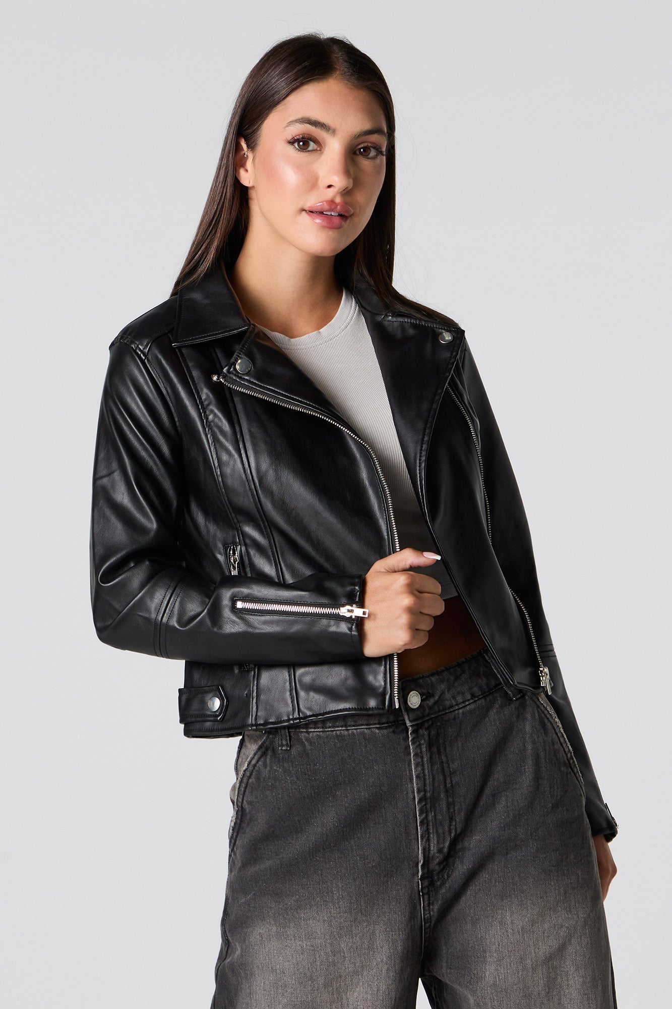 Faux Leather Biker Jacket