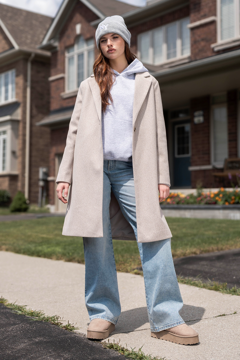 Manteau de laine à simple boutonnage