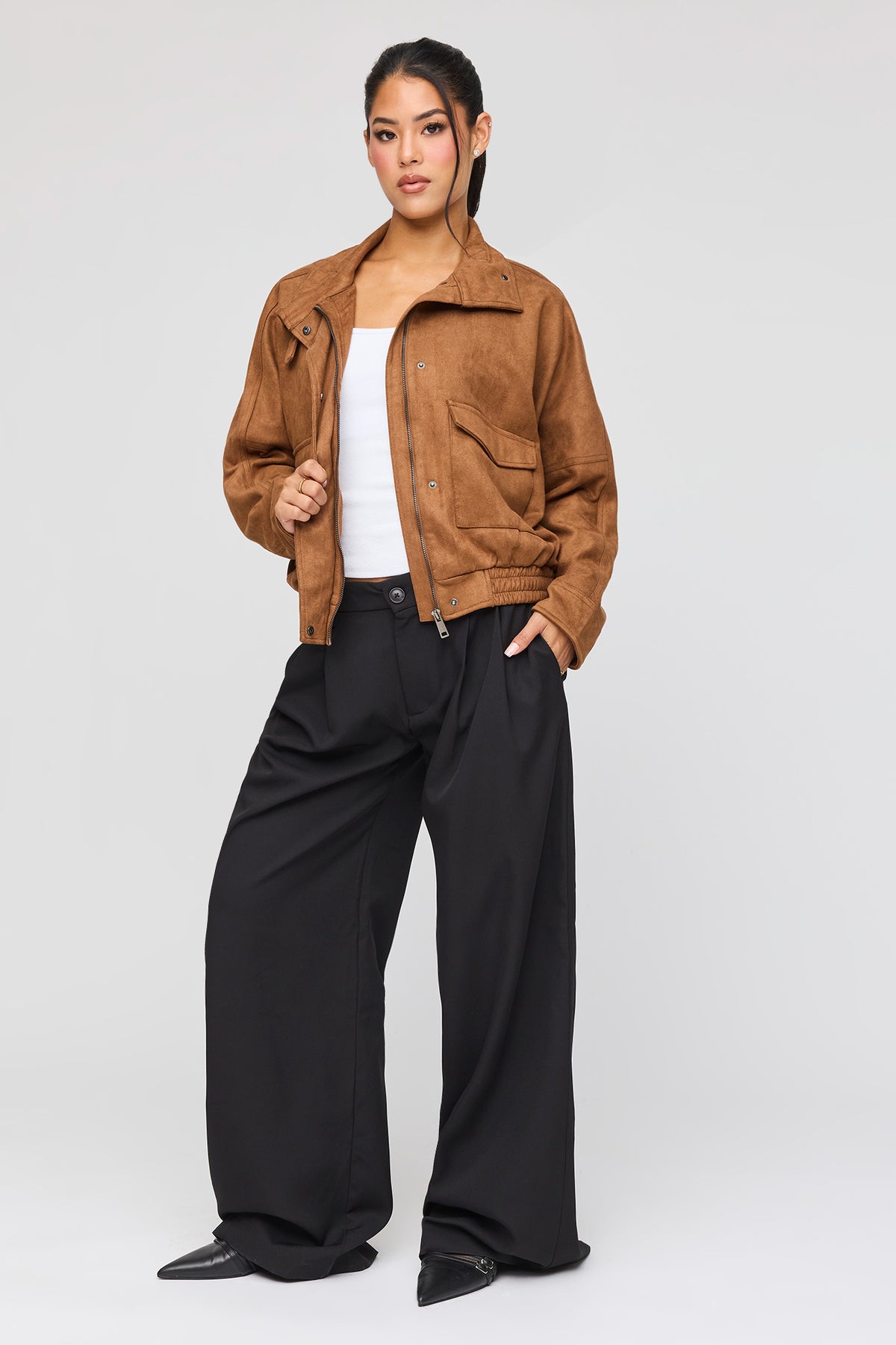 Vue alternative 3. Blouson aviateur en similisuède