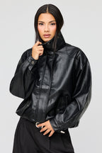 Faux Leather Oversized Bomber Jacket