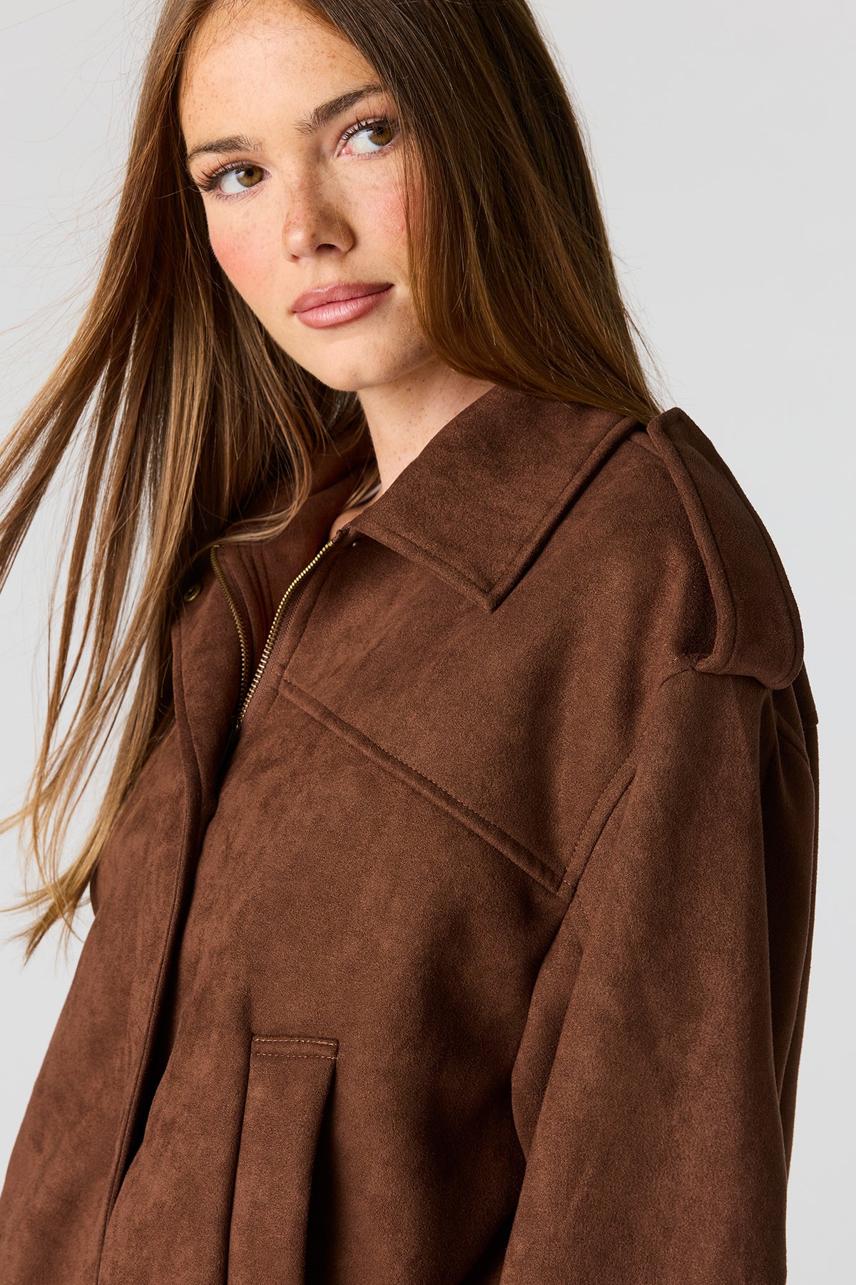 Vue alternative 4. Blouson aviateur en similisuède
