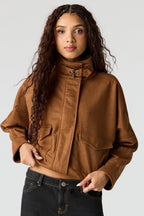 Faux Suede Bomber Jacket