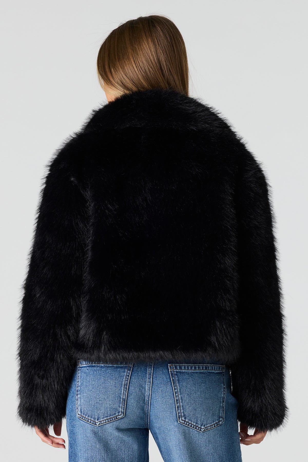 Alt View 2. Faux Fur Collared Jacket - Black