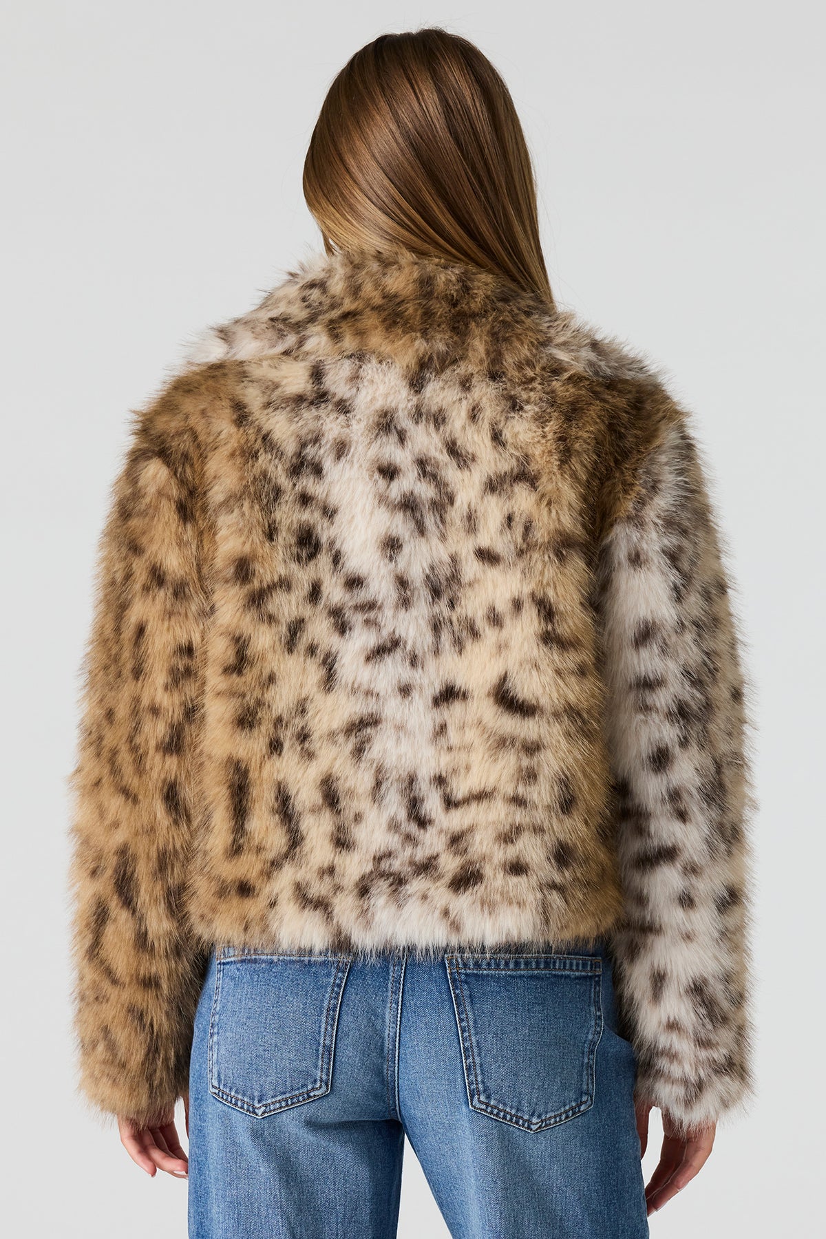 Alt View 2. Faux Fur Collared Jacket - Leopard