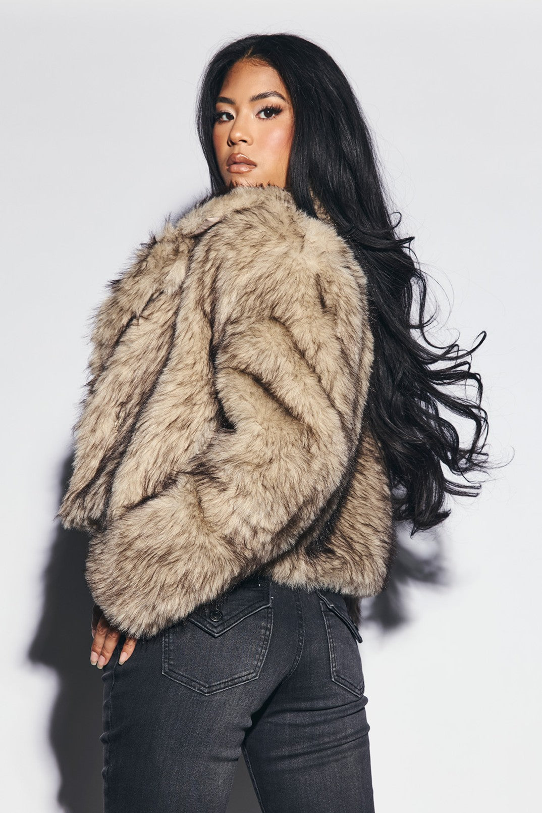 Alt View 2. Faux Fur Collared Jacket - Tan