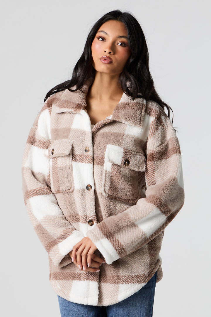 Surchemise en sherpa à carreaux