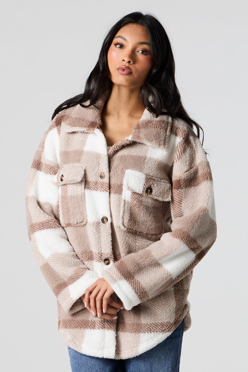 Surchemise en sherpa à carreaux