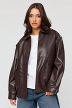 Oversized Faux Leather Jacket