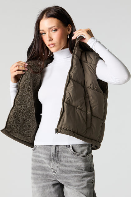 Sherpa Lined Puffer Vest