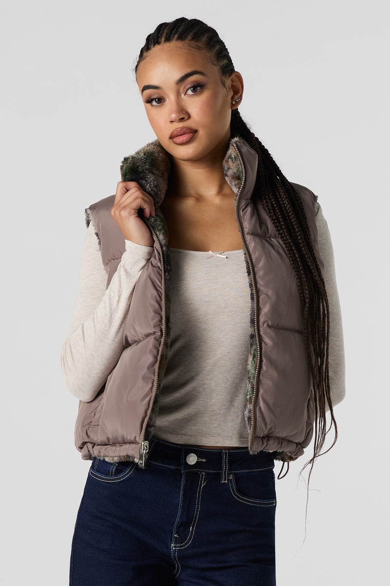 Veste bouffante réversible doublée de Sherpa