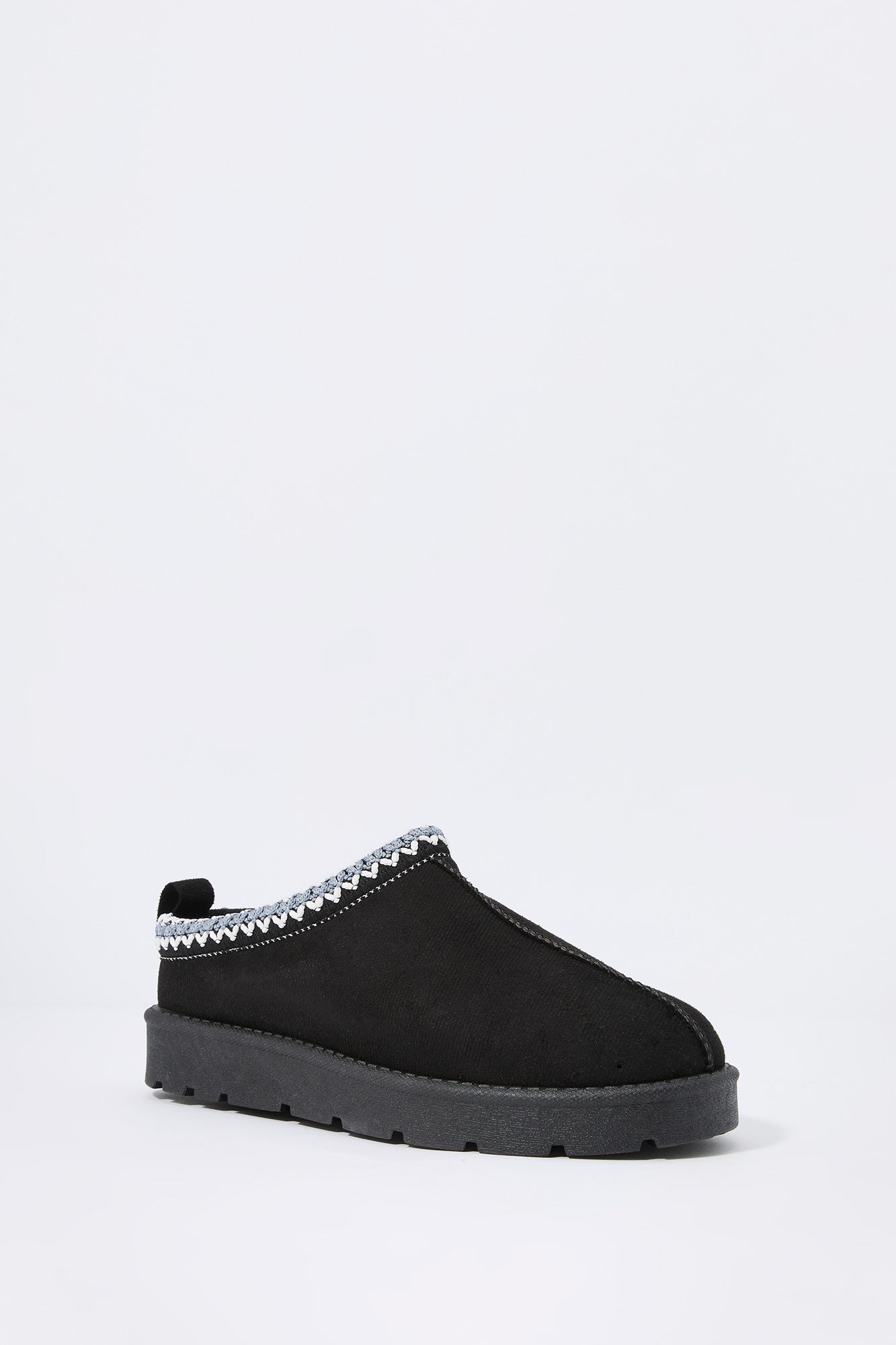 Faux Suede Embroidered Slip On Boot