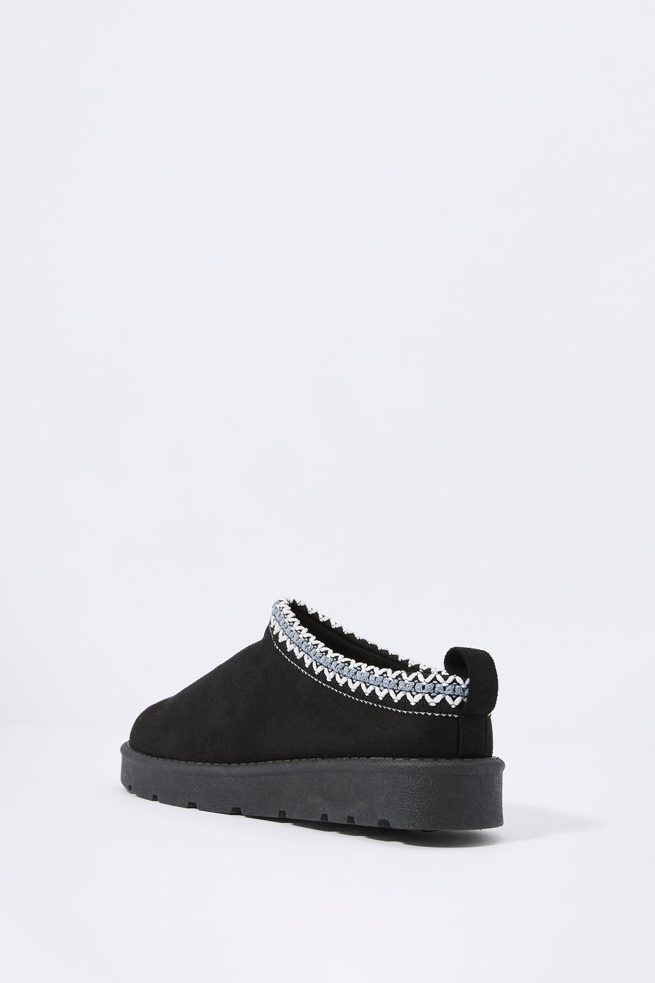 Faux Suede Embroidered Slip On Boot