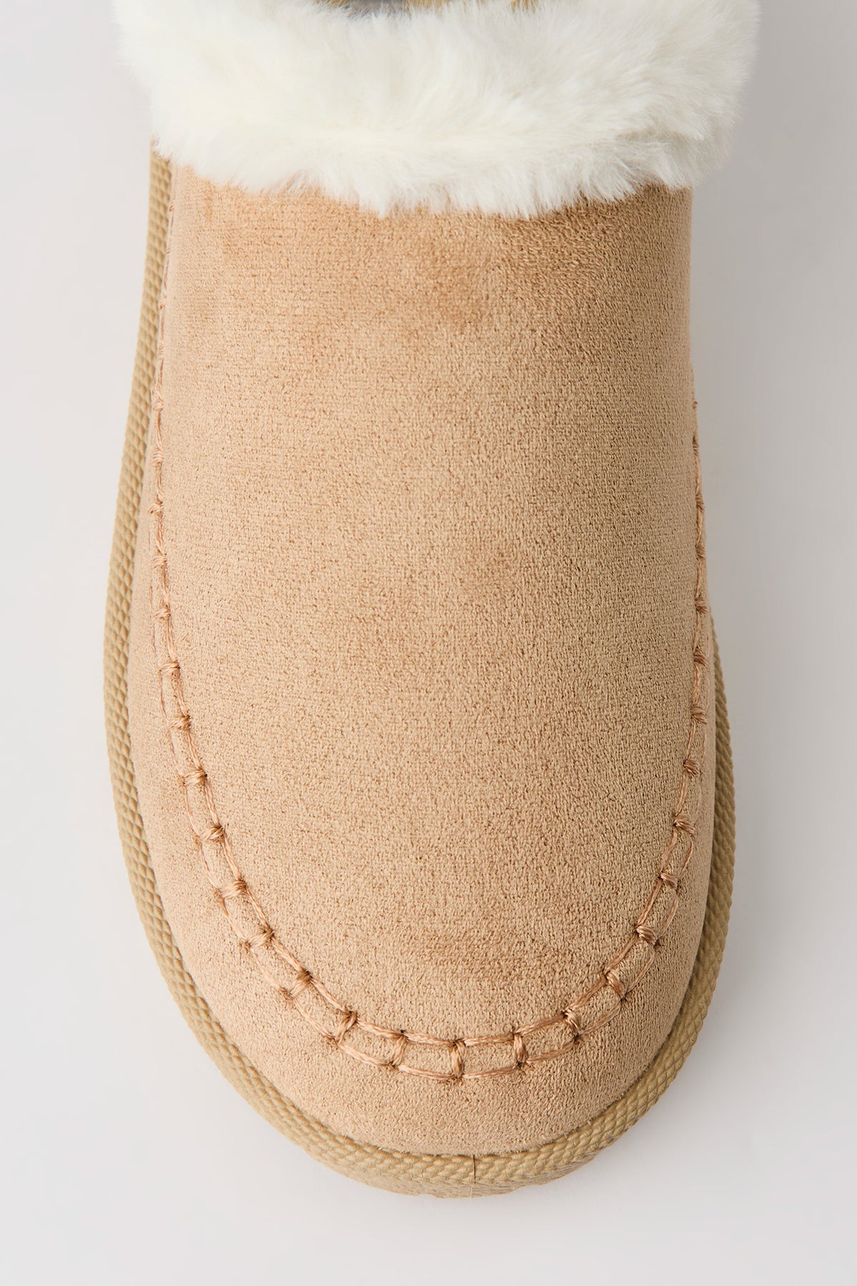 Alt View 3. Faux Fur Collar Slipper Booties - Natural