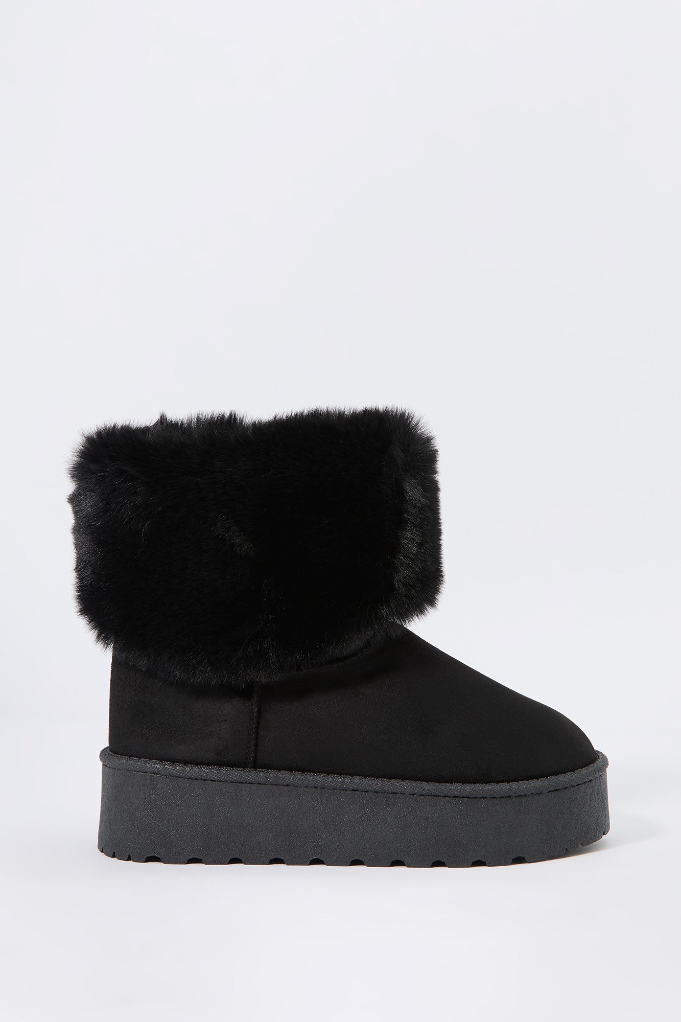 Faux Fur Collared Platform Booties