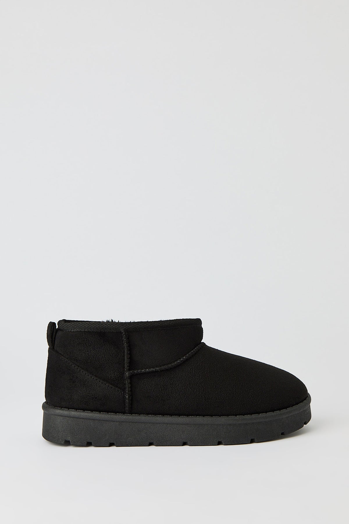 Faux Suede Ankle Booties - Black