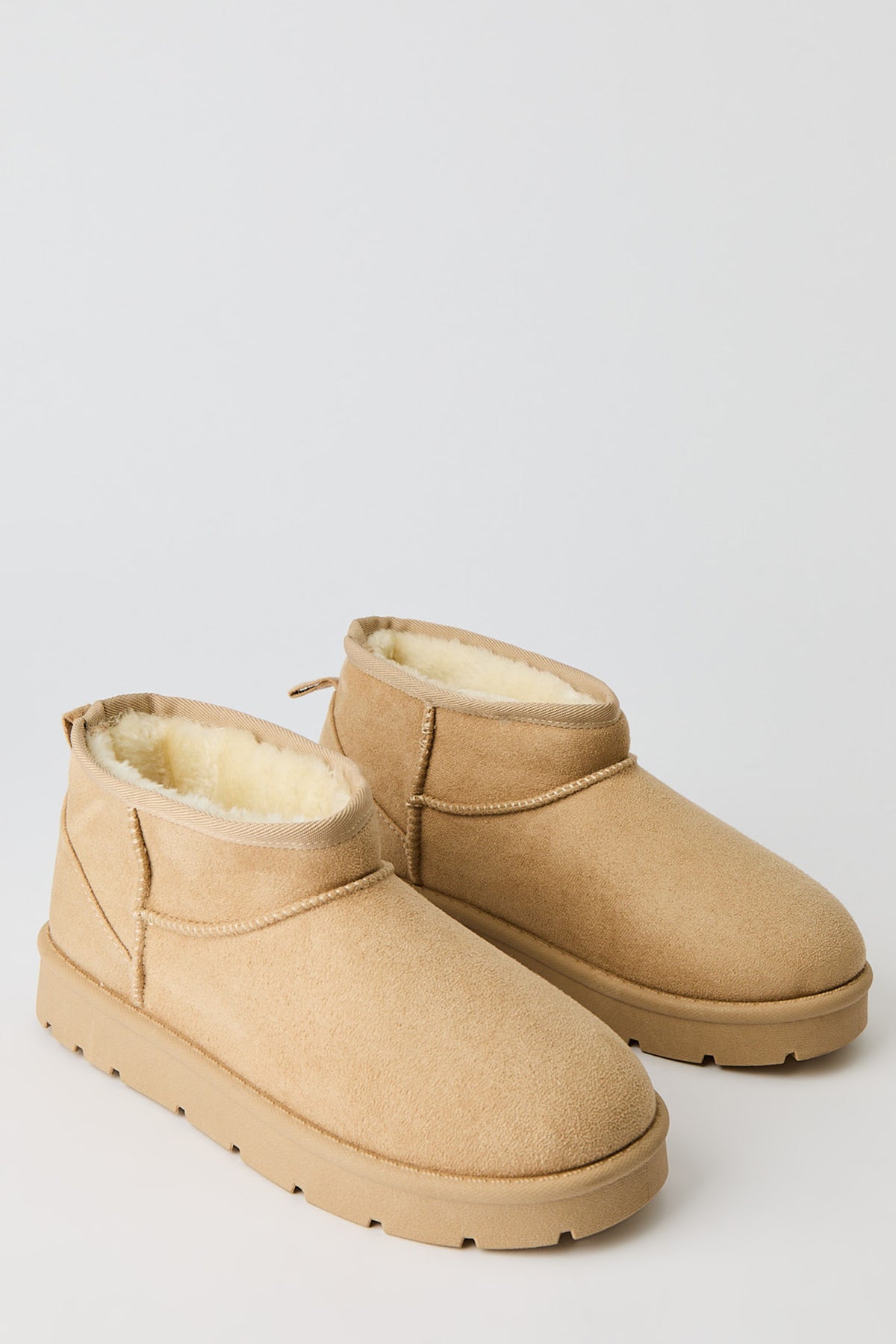 Alt View 2. Faux Suede Ankle Booties - Natural