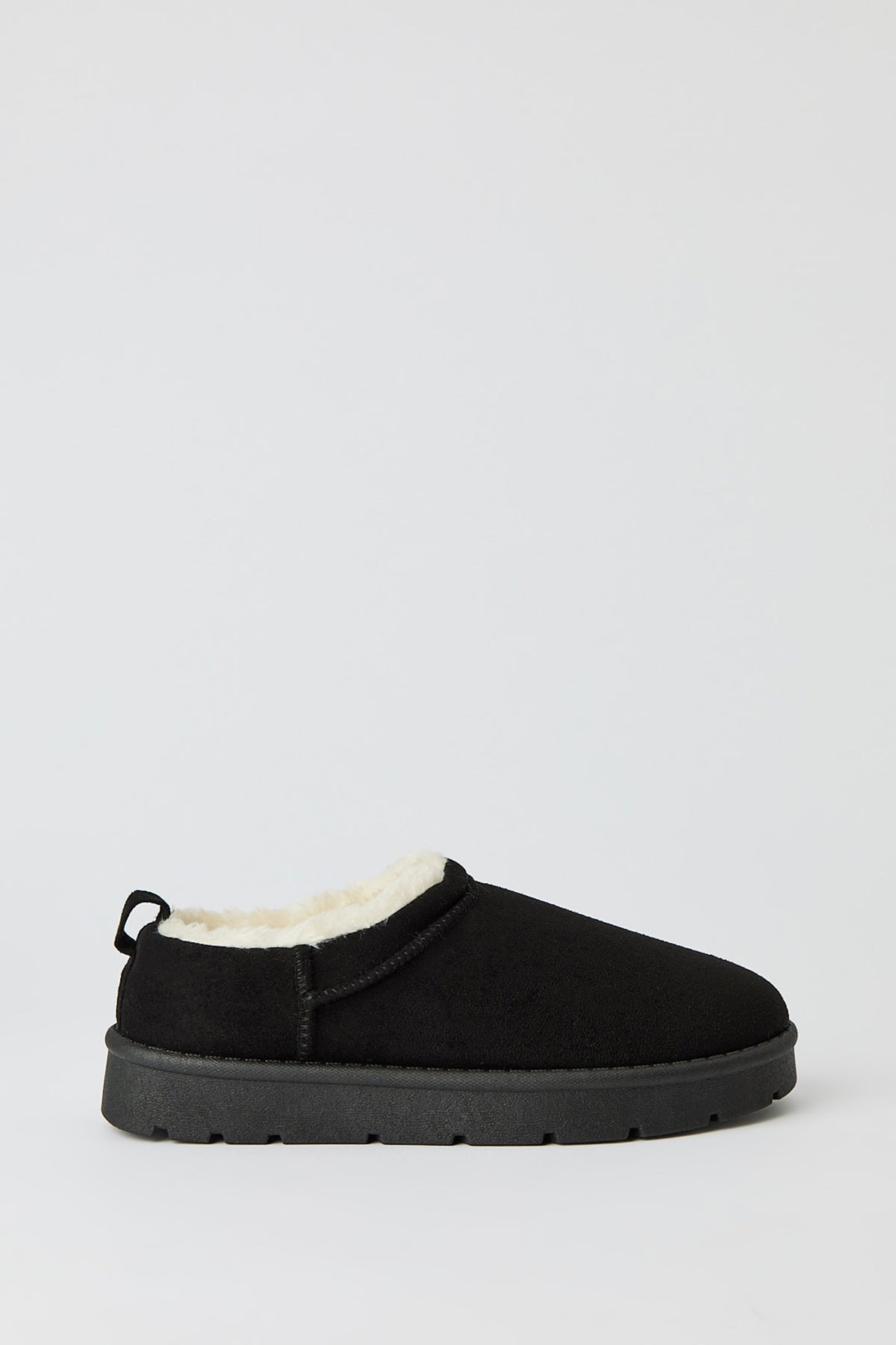 Faux Suede Slipper Booties - Black