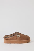 Faux Suede Embroidered Slipper Booties