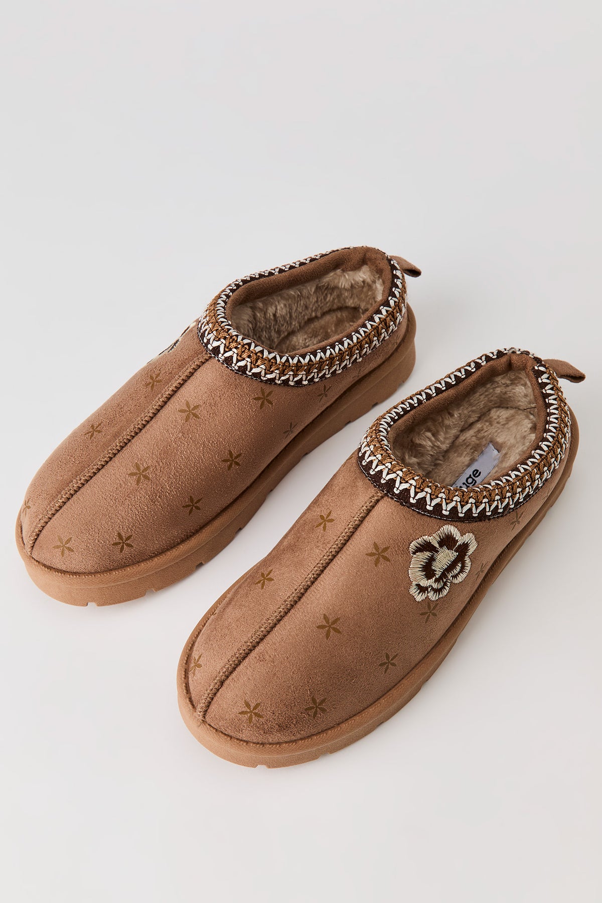 Alt View 2. Faux Suede Embroidered Slipper Booties - Tan