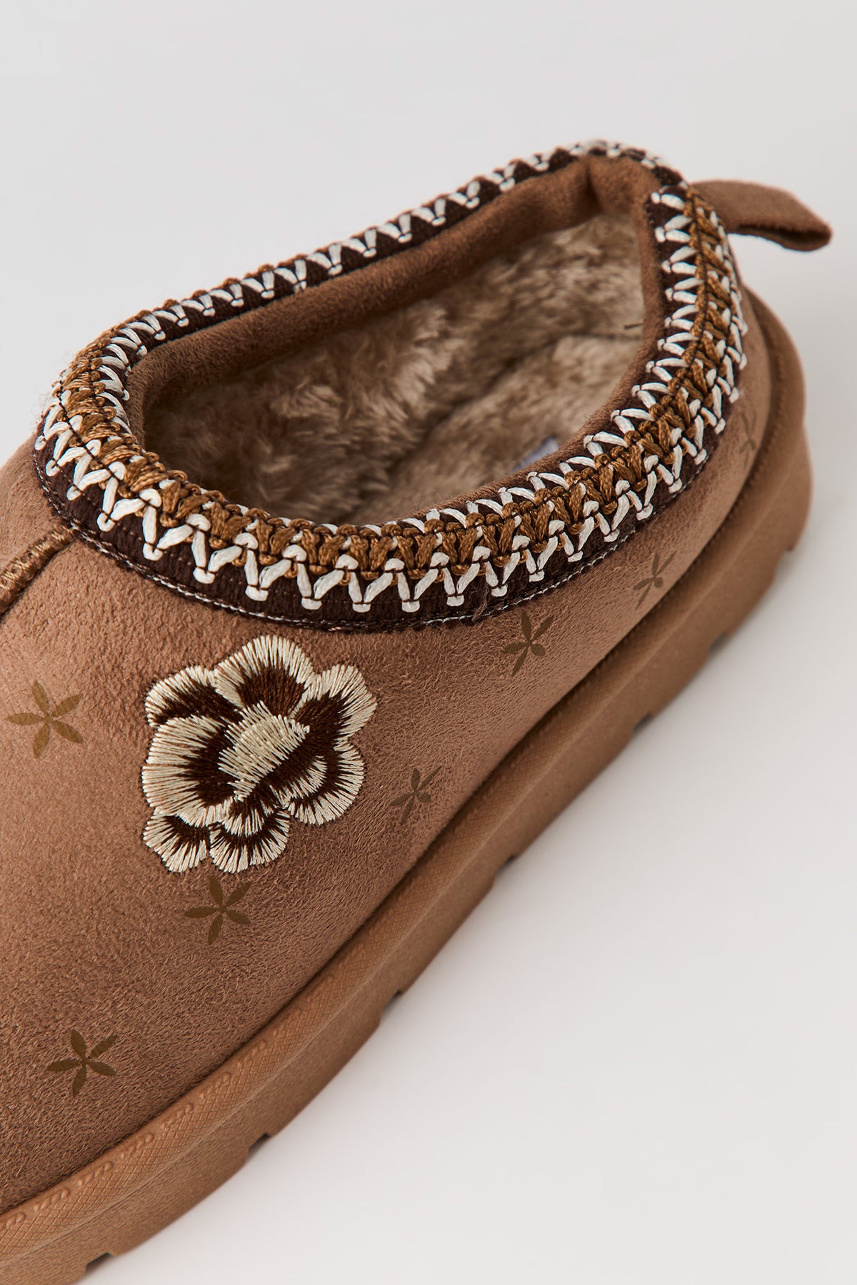 Alt View 3. Faux Suede Embroidered Slipper Booties - Tan