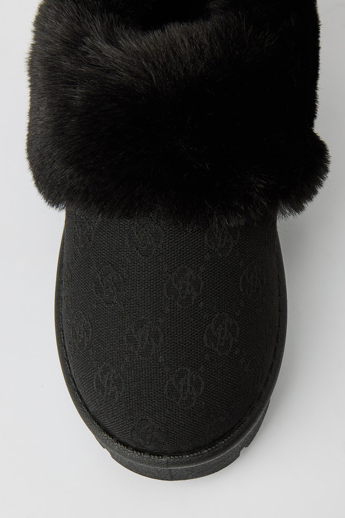 Alt View 3. Faux Fur Patterned Slipper Booties - Black