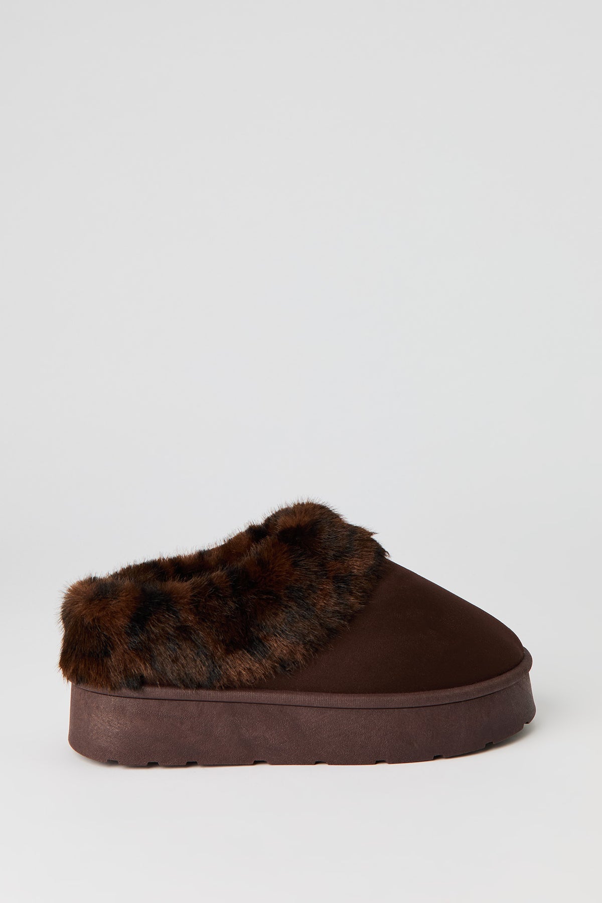 Faux Fur Platform Bootie - Brown