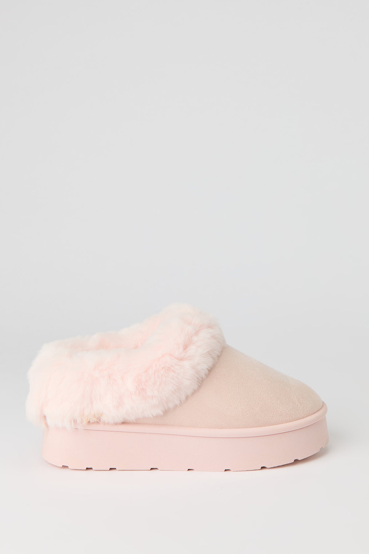 Faux Fur Platform Bootie - Light Pink