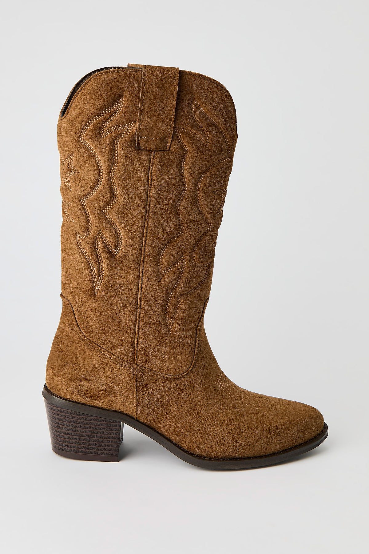 Mid Calf Cowboy Boot - Natural