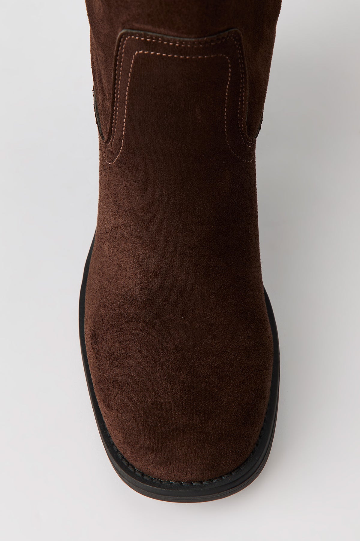 Alt View 3. Faux Suede Block Heel Knee High Boots - Brown